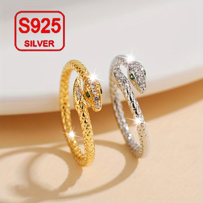 Snake Shape Index Ring Adjustable 925 Silver Low Allergy Ring